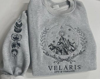 Velaris Embroidered Sweatshirt The Night Court Velaris City of Starlight Sweater Acotar shirt, SJM sweater, City of Starlight, ACOTAR Shirt