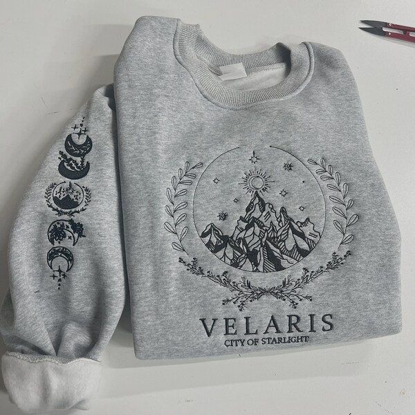 Velaris Embroidered Sweatshirt The Night Court Velaris City of Starlight Sweater Acotar shirt, SJM sweater, City of Starlight, ACOTAR Shirt