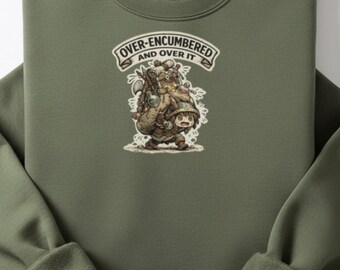 Over-Encumbered and Over It Hoodie – Gamer Humor RPG Apparel