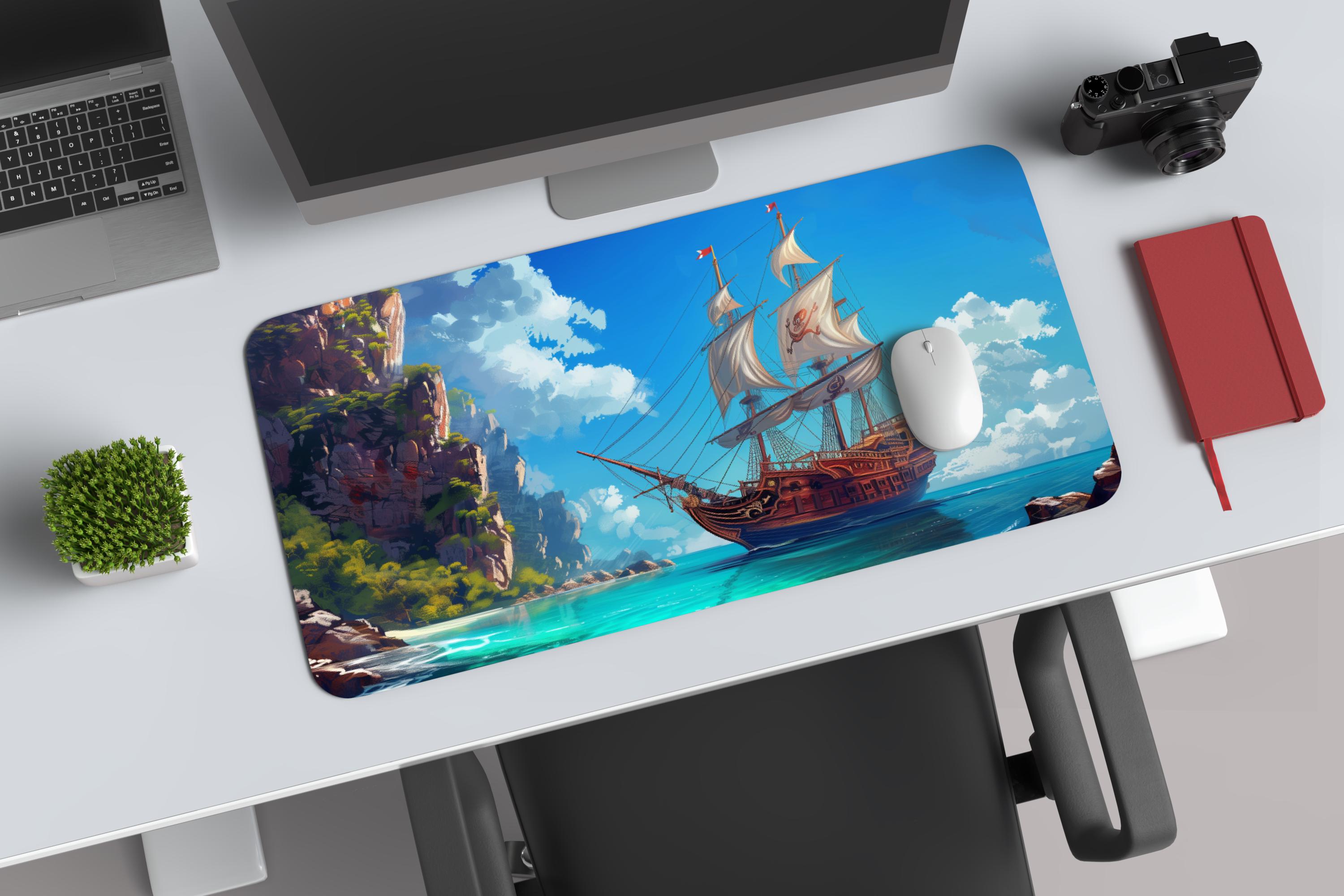 Tapis de bureau bateau pirate Fantasy - Tapis de souris gaming nautique