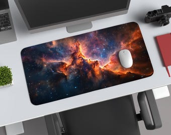 Tapis de bureau Nebula - Tapis de souris de jeu XL, accessoire de bureau spatial