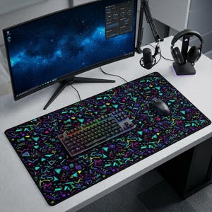 Retro Arcade Desk Mat | Vaporwave Neon Gaming Pad | 90s Dreamcore XL Mousepad image 2
