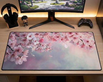 Sakura Zweig Schreibtischmatte, Pastell Kirschblüten Tastatur Pad