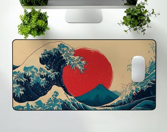 Tappetino da scrivania, tappetino per mouse Ukiyo-e giapponese, arredamento da gioco