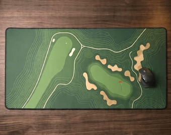Golf Course Topographic Desk Mat | Golf Gift for Him | Large Desk Pad Aesthetic | Golf Lover Office Decor | XXL Gaming Mouse Pad for Dad
