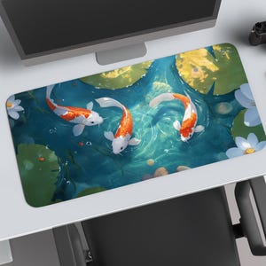 Kawaii Koi Fish Desk Mat – Anime Mouse Pad, Japanese Gaming Mousepad, Extra Large Desk Mat, Perfect Desk Accessory