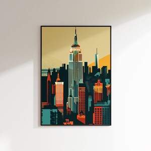 Travel Poster Wall Art Print - Retro New York City Print, Trendy Wall Art, NYC Travel Poster, Printable Art, Digital Prints, Dorm Decor, Mee