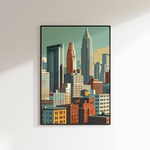 Reise Poster Wand Kunst Druck - Atlanta Skyline Poster Druck, Vintage Atlanta Georgia Wand Kunst Wohnkultur, Retro Georgia Reise Poster Druck,