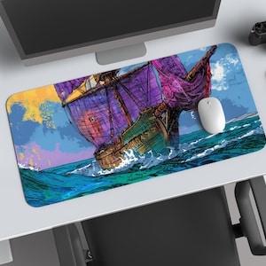 Fantasy Piraten Schreibtischunterlage, große Spielmatte, Spielmatte, Piraten Schreibtischunterlage, Spielmatte, Nautische Schreibtisch Deko