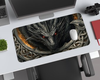 Gothic Dragon Desk Mat – Medieval Desk Pad, Extra Large Mousepad