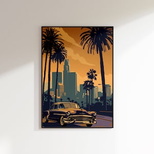 Travel Poster Wall Art Print - Los Angeles Travel Print, Travel Poster of Los Angeles, California, Los Angeles Art Lovers Gift, USA Gift, Wa