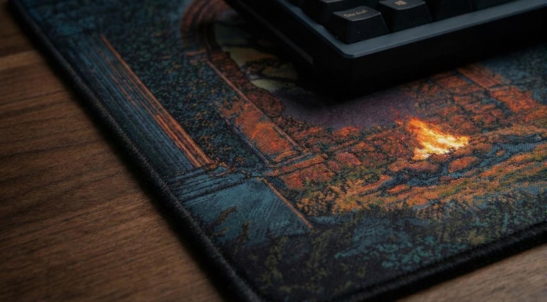 Gothic Ruins Gaming Desk Mat: Pixel Art Castle - Dark Academia Decor image 4