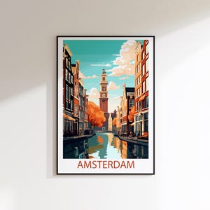 Travel Poster Wall Art Print - Amsterdam Travel Poster, Amsterdam Netherlands Travel Wall Art, Netherlands Travel Print, Home Decor, Birthda