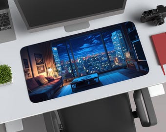Tappetino da scrivania Lofi City Night – Tappetino per mouse da gioco anime, arte giapponese