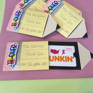 Porta-cartão de presente personalizado para professor, porta-lápis, cartão de presente para professor, semana de agradecimento ao professor, presente de fim de ano para a turma, ideia de presente de agradecimento