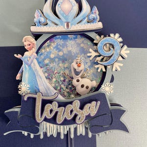 Frozen Themed Cake Topper w/confetti Shaker Kids Party Decor Party Ideas Elsa Olaf Anna Theme Frozen Cupcake Topper