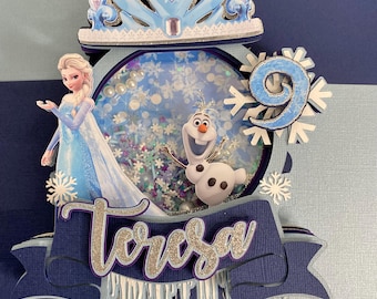 Frozen Themed Cake Topper w/confetti Shaker Kids Party Decor Party Ideas Elsa Olaf Anna Theme Frozen Cupcake Topper