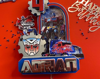 Optimus Prime Cake Topper | Transformers Birthday Decor | Transformer cake topper Party Decor Robot party decor Superhero party