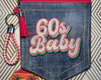 60s Baby Retro Denim Jeans Pocket Pouch