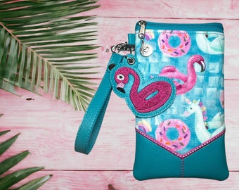 Flamingo Float Find Me At The Pool Glasses Sunglasses OR XL Phone Case with Detachable Flamingo Fob and Wrist Strap