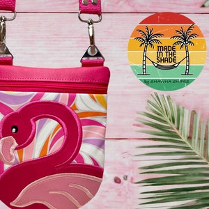 Flamingo Crossbody Bag Zipper Pouch Fully Lined and Expertly Appliquéd zdjęcie 2