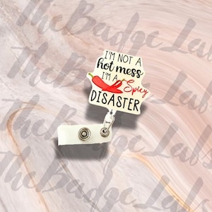 Bobine de badge catastrophe épicée, bobine de badge rigolote, pince pour badge d'infirmière, porte-carte d'identité de travail rétractable, accessoire d'infirmière, pince crocodile, cadeau d'infirmière