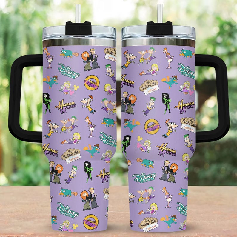 Retro Disney Channel Movie Television Tumbler 40 Oz,  Disney Hannah Montana Stainless Tumble, Magic Kingdom Tumbler With Straw