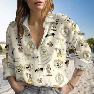 Coquette Bows Mickey T-Shirt, Disney Kingdom Casual Shirt, Mickey Minnie Donald Daisy Pluto Blouse Shirt, Summer Vibe Long Sleeve Shirt