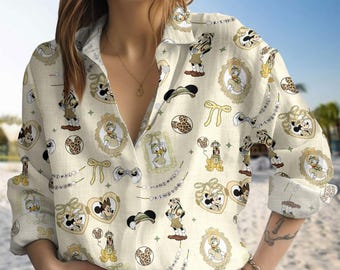 Coquette Bows Mickey T-Shirt, Disney Kingdom Casual Shirt, Mickey Minnie Donald Daisy Pluto Blouse Shirt, Summer Vibe Long Sleeve Shirt