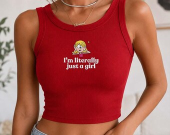 Lizzie McGuire Embroidered Crop Tank To, Lizzie Just A Girl Shirt, Disney Channel tank, I’m Literally Just a girl Top for Her
