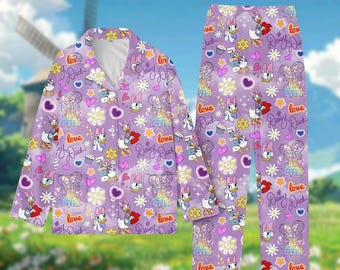 Disney Daisy Duck pyjamaset, Disney Daisy nachtkledingset, Disney cartoon vakantiepyjama, bijpassende loungekleding voor familie Magic Kingdom