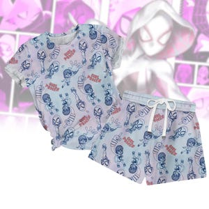 ガールパワー スパイダーマン Tシャツ ショートセット、マーベル スパイダーマン パジャマ ショートセット、スパイダーマン コットン ショートパジャマセット、子供用スーパーヒーロー ブライズメイド