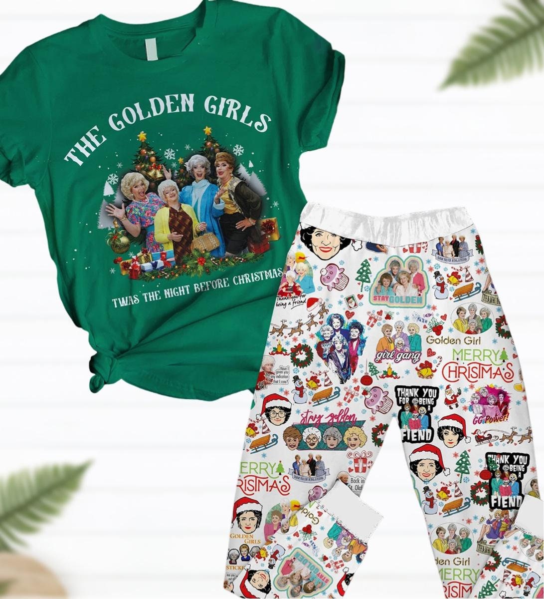 Christmas Golden Girls Pajamas Golden Twas the Night Before Christmas Tshirt Pants Stay Golden Movie Pj Set Pants Tv Show Xmas Pajamas Etsy UK