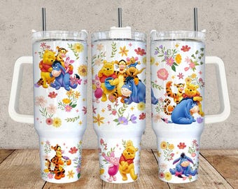 Winnie the Pooh Tumbler, Disney Anniversary 40oz Stainless Stee Tumbler, Pooh Bear Tumbler With Straw, Vintage Winnie the Pooh Gift For