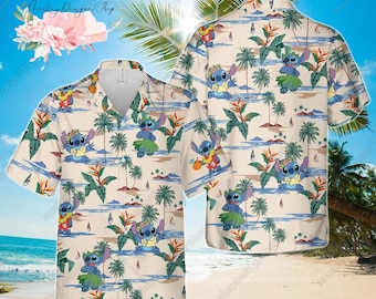Stitch Aloha Hawaiian Shirt, Stitch Ohana Button Shirt For Men Women, Disney Stitch Tropical Shirt, Stitch Cartoon Summer Beach Shirt