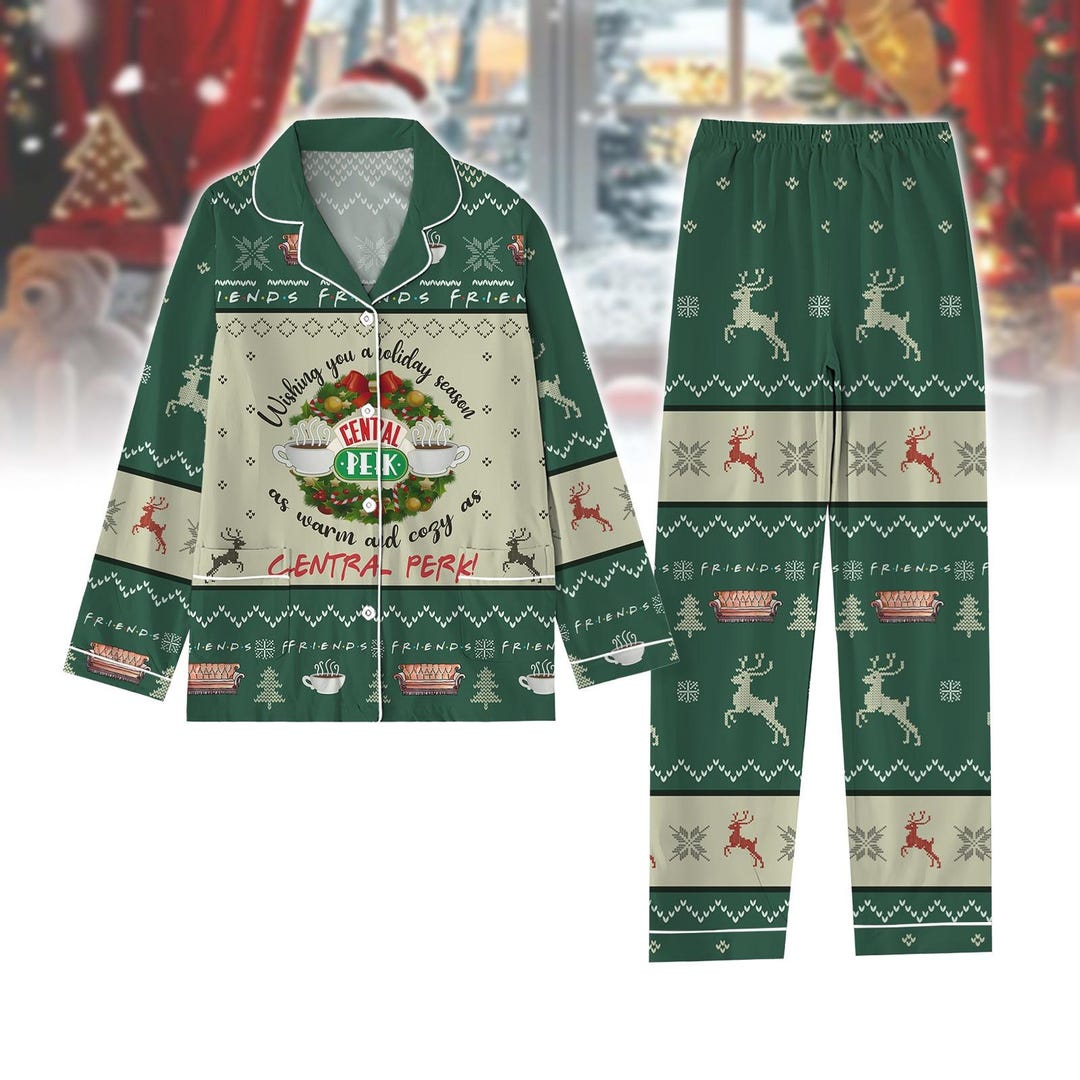 Tv Reklam Pyjamas Christmas Central Perk Pajamas, Friends Tv Show Xmas Shirt, Could I Be ...