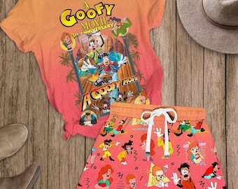 Disney Goofy Movie Pajama Set, Goofy 30th Anniversary Sleepwear, Cute Cartoon Lounge Shorts and Tee, 90s Retro Fan Gift, Birthday Gift