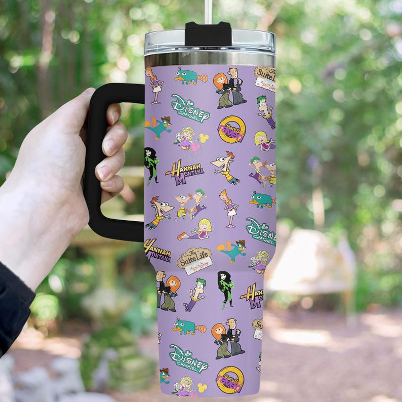 Retro Disney Channel Movie Television Tumbler 40 Oz,  Disney Hannah Montana Stainless Tumble, Magic Kingdom Tumbler With Straw