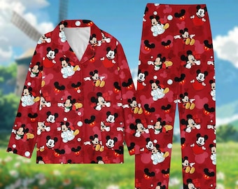 Pijama de Mickey Mouse de Disney, pijama navideño de dibujos animados de Disney, pijama a juego de Magic Kingdom para niños y adultos, regalo de ropa de estar por casa.