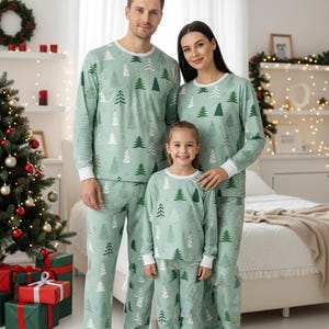 Christmas Tree Long Sleeve Pajamas Set, Festive Christmas Pajamas Family, Cozy Matching Pajamas, Holiday Christmas Gift