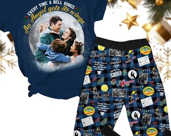 It's a Wonderful Life Christmas Pajamas, Xmas Movie TShirt Pants Set, Lasso The Moon Holiday Pajamas, Movie Lover Gift