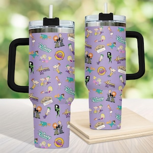 Retro Disney Channel Movie Television Tumbler 40 Oz,  Disney Hannah Montana Stainless Tumble, Magic Kingdom Tumbler With Straw