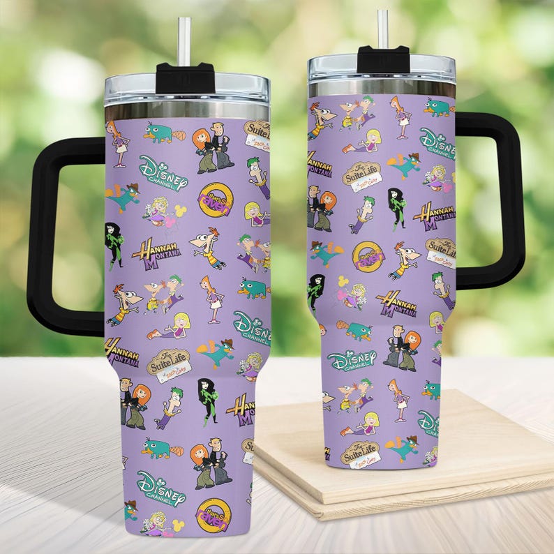 Retro Disney Channel Movie Television Tumbler 40 Oz,  Disney Hannah Montana Stainless Tumble, Magic Kingdom Tumbler With Straw