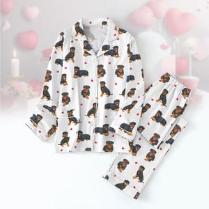 2 Piece Rottweiler Hearts Long Tee Pajama Set 2 Piece Rottweiler Hearts Long Tee Pajama Set