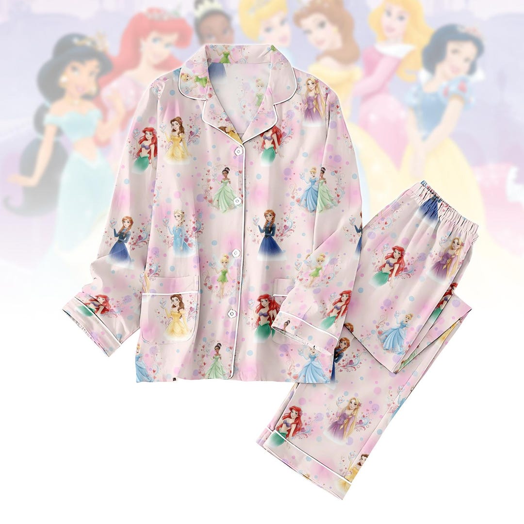 Disney Princess Pajamas Set, Retro Rapunzel, Belle, Cinderella ...
