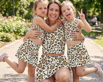 Mickey Leopard Activewear Set, Disney Animal Safari Kingdom Tank and Skort, Mickey Head Cheetah Summer Playwear, Disney Vacation Set