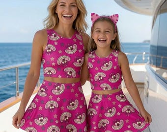 Cheshire Cat Activewear Dress, Alice in Wonderland Athletic Outfit, Girls Running Skirt, Fantasy Character Playwear, Disney Beach Dress