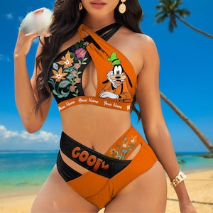 Tigger Floral Summer Bathing Suit, Perfect for Winnie The pooh Swimsuit, Personalized Women&#39;s Swimwear For Beach, Disney Cartoon Outfit