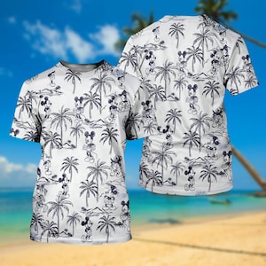 Disney Mickey Tropical 3D Shirt, Mickey Family T-Shirt, Disney Cartoon Aloha Hoodie, Mickey Summer Vacation Tee, Tropical Vacation Outf