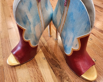 Custom Heels: Red Blue and Sparkle